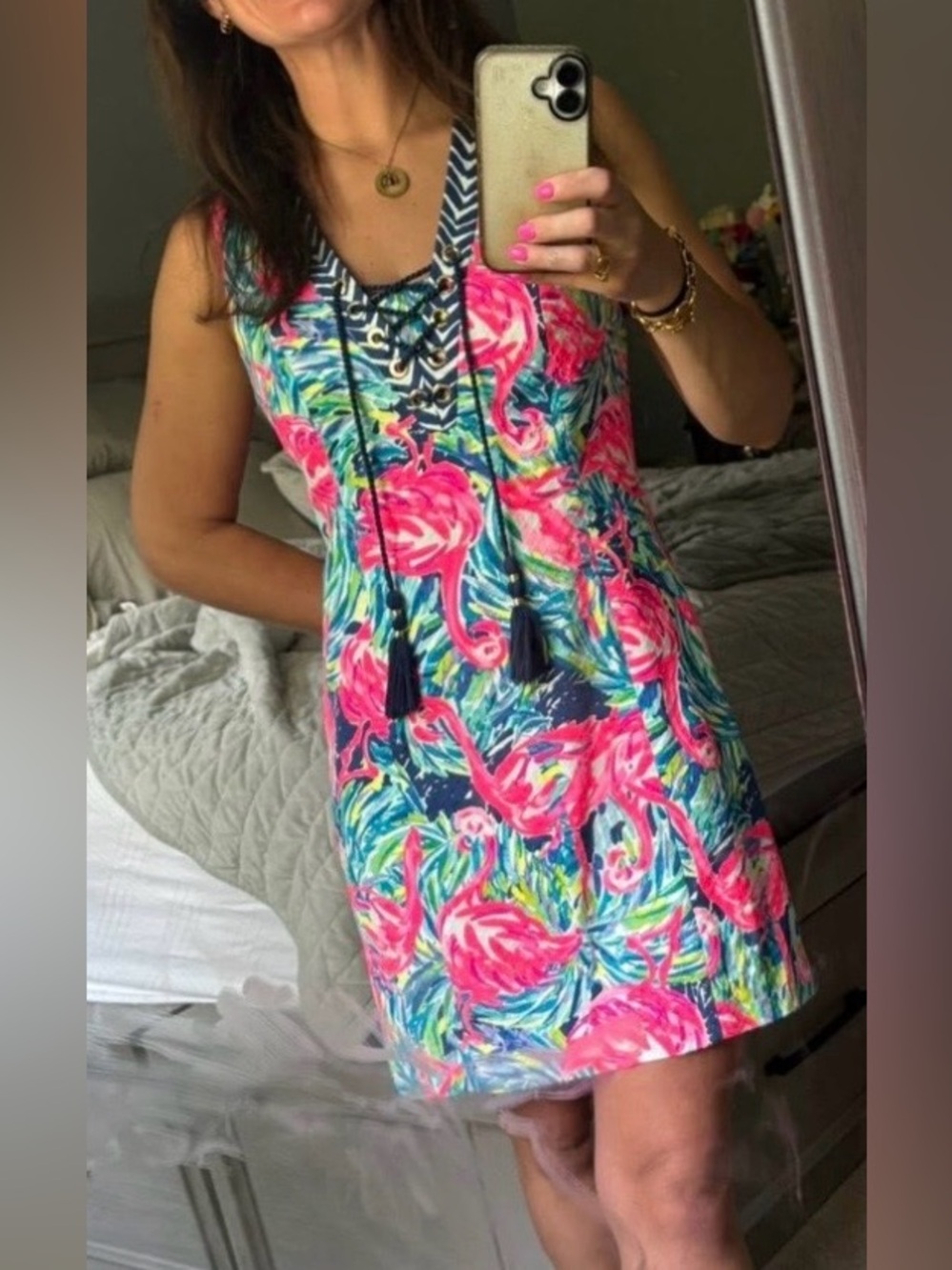 Lilly Pulitzer Navy and Pink Patterned Shift Dress